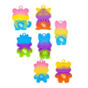 Juguete Antiestrés Personalizado con Diseño de Animales de Dibujos Animados, Llavero de Silicona, Juguetes de Burbujas para Presionar - Product Image 3