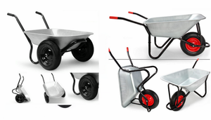 फार्म गार्डन निर्माण के लिए न्यूमेटिक या फ्लैट फ्री व्हील के साथ धातु उद्यान व्हीलबैरो - Product Image 6