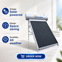 Chauffe-eau solaire à plaque plate pressurisée 120L économique avec réservoir émaillé, système compact pour toiture, OEM pour usage commercial et hôtelier