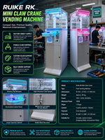 Vente en gros usine RuiKe RK Mini machine à griffes commerciale à monnayeur avec éclairage LED pour attraper les poupées