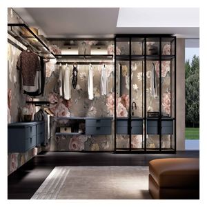 Armario de Vidrio con Puerta de Aluminio, Armario de Vidrio de 5 mm, Muebles de Dormitorio con Espejo para Apartamento - Product Image 6
