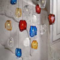 Luminaire suspendu moderne ultra minimaliste en verre artistique, personnalisé pour bar, restaurant, villa, avec télécommande, motif écailles de poisson creuses longues