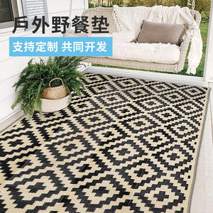 Alfombra de picnic para exteriores, rectangular, con patrón geométrico, material mixto, portátil, a prueba de humedad, para playa y uso en exteriores - Product Image 5