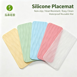 Non-Slip Custom Printed Food Grade Eco-Friendly BPA Free Rectangle <b>Silicone</b> Baby Placemats with Custom Color - Product Image 1