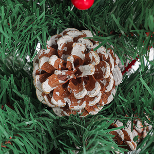 Flocked Artificial Christmas <strong>Tree</strong> <strong>with</strong> Multicolor LED <strong>Lights</strong> Pine Cones and Red Berries for Indoor Holiday Decoration - Product Image 5