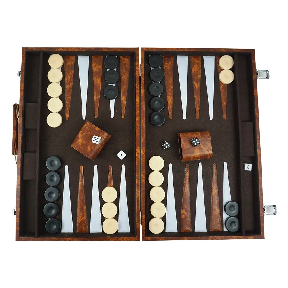 Fabriek Professionele Backgammon Spel Set 1.45Inch Backgammon Stukken 18 Inch Reizen Lederen Board Box Set Voor Grappige Spelletjes