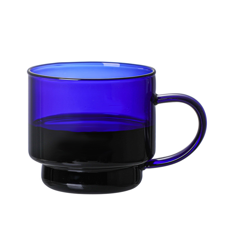 Cute Nordic Single Layer Solid Color High Borosilicate Heat Resistant Glass Cup With Handle