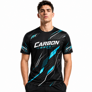 Maillot de course respirant en maille Dry Fit pour homme, imprimé géométrique Carbon Speed, personnalisable par sublimation, vente en gros - Product Image 2