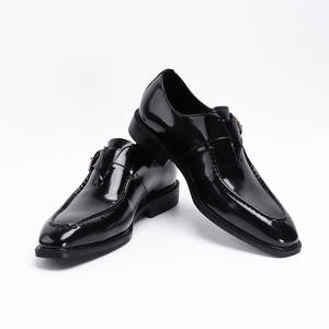 Zapatos Formales de Negocios para Hombre 2026 con Punta Cuadrada, Estilo Británico, Correa Monk, Cuero Genuino, Charol Brillante, Sin Cordones, Casuales - Product Image 3