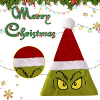Gorro de Santa Claus de Peluche Estilo Grinch de JIN PENG para Adultos y Niños, Regalo para Fiestas de Disfraces Navideños