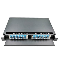 Pexint rak pasang ODF 1u 24 port FTTH grosir dengan 24 SC atau 48 LC konektor dupleks harga pabrik Panel Patch serat optik
