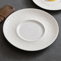 Assiette à salade en céramique beige, assiette à pâtes pour usage domestique, vaisselle haut de gamme pour restaurant occidental, passe au micro-ondes, style vintage, luxe léger