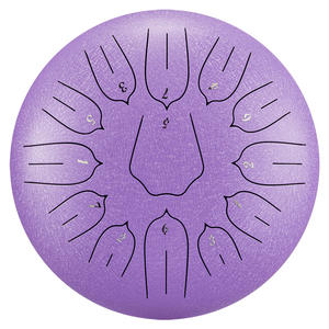Tambor estilo Handpan de 12 "(13 notas)-Diseño artístico de corte de loto, decoración elegante con calidad acústica superior - Product Image 6