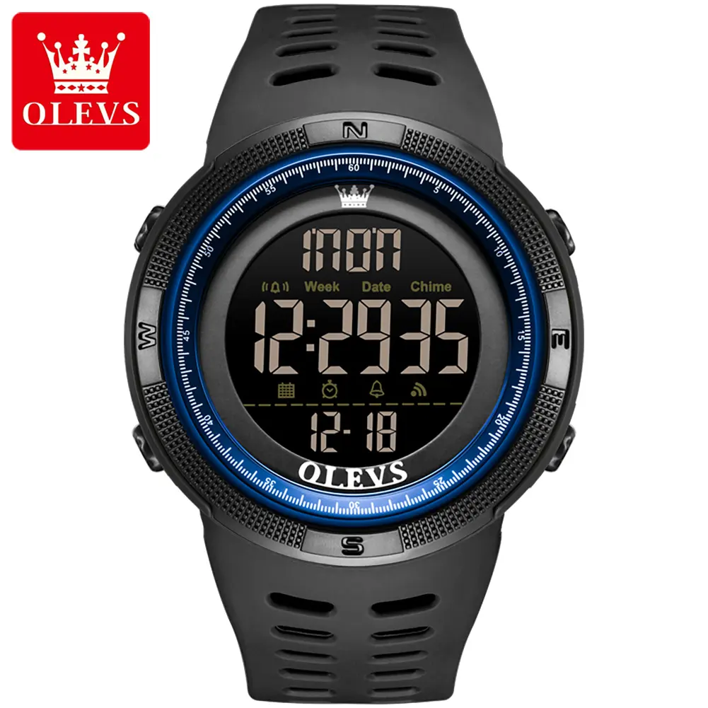 OLEVS-1109 New sáng không thấm nước thể thao người đàn ông đồng hồ tùy chỉnh rõ ràng LED hiển thị Silicone đồng hồ kỹ thuật số