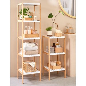 <span class=keywords><strong>Omnia</strong></span> Home Étagère de rangement pour salle de bain en bambou à 3 niveaux Utilitaire multifonctionnel blanc pour salon cuisine Rotation à 3 degrés facile - Product Image 6