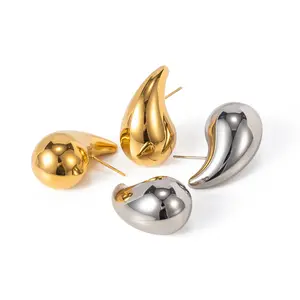 Luxury Chunky 18K Gold Plated Stainless Steel Waterdrop Earrings for Woman Hypoallergenic Waterproof