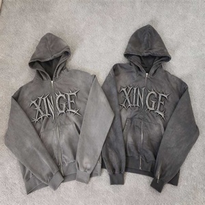 Sudadera con Capucha Personalizada al por Mayor, de 400 g/m², Estilo Vintage Desgastado, Resistente al Viento, Transpirable y de Secado Rápido, con Bordado Urbano 2026 - Product Image 3