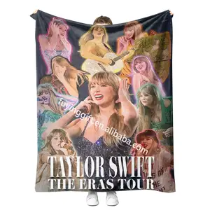 Top singer taylor eras tour 2024 newest blanket Super soft and cozy pink flannel throw blanket with custom logo