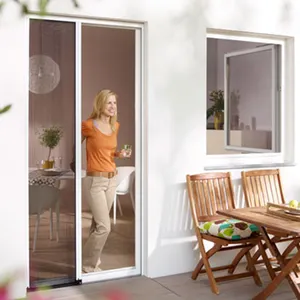 Moustiquaire pour porte patio extérieure Moustiquaire pour porte de garage en aluminium Porte moustiquaire pliante rétractable