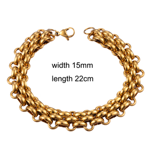 Bracelet en acier inoxydable fait à la main, couleur or, pour hommes, Hip Hop, bijoux de mode de haute qualité - Product Image 5