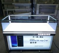 Vitrine d'exposition moderne personnalisée pour téléphones portables avec éclairage LED, éco-responsable, facile à assembler, étagère de vente au détail pour téléphones mobiles