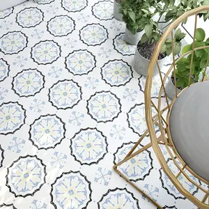 Modern Nordic 200x200mm MatteGlazed Small Flower Wall Brick Banheiro Cozinha Non-Slip Varanda Cerâmica Wall Porcelain Floor Tiles