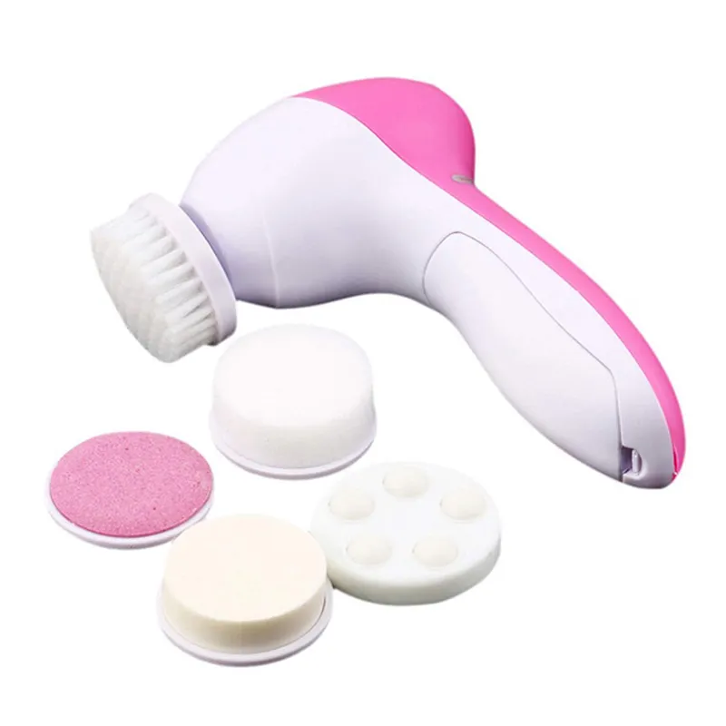 Skin Care Beauty Device Massage Electric Multifunctional Face Cleanser Facial Brush Set 5in1 Facial Cleansing Brush