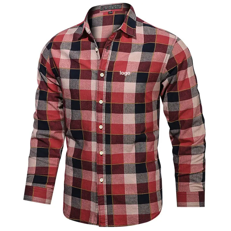 2024 Lente En Herfst Nieuwe Modieuze Vintage Werkkleding Top Shirt Met Lange Mouwen Amerikaans Casual Heren All-Match Geruit Shirt