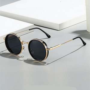 Lunettes de soleil rondes en métal UV400 avec logo personnalisé, style punk, pour hommes et femmes, collection 2025 - Product Image 2