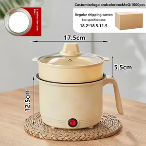 Petite marmite électrique en acier inoxydable avec couvercle en verre trempé, pour usage domestique, extérieur et en dortoir, cuisson à la vapeur en une seule casserole - Product Image 4