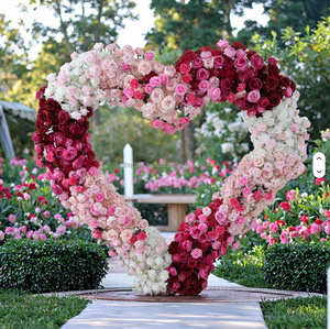 Giant Romantic <strong>Heart</strong> - Shaped Arch and pink Rose Flower Wedding Background Decoration <strong>for</strong> Weddings, Graduations, and Halloween - Product Image 2