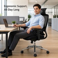 Chaise de bureau ergonomique rotative à hauteur réglable en maille respirante, best-seller, avec appui-tête