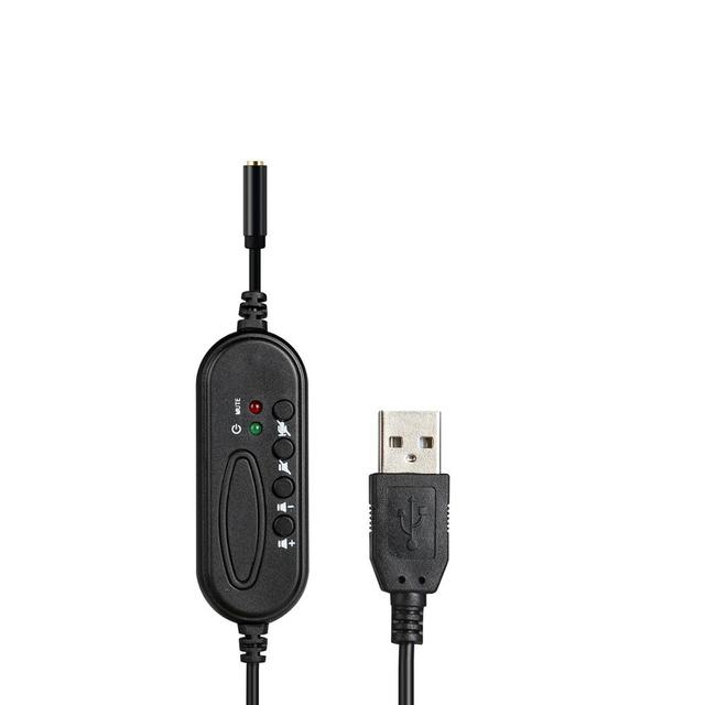 2M Coaxial USB 2.0 to AUX 3.5mm Female to Male Extend Cable Sound Card Volume Control Non-Shielded Black Computer Applications