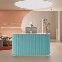 Comptoir de réception de Salon en bois MDF écologique au design YS-0742 moderne 120/150/180cm rose blanc vert facile à nettoyer pour le bureau de l'hôtel