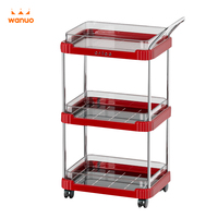 Chariot utilitaire roulant WANUO à 2/3/4 niveaux, chariot de rangement mobile avec plateau transparent pour collations, organisateur pour petits espaces