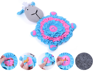 Alfombra Interactiva <span class=keywords><strong>para</strong></span> <span class=keywords><strong>Perros</strong></span>, Tapete de Olfato <span class=keywords><strong>para</strong></span> Mascotas, Comedero Lento, Entrenamiento Olfativo, Manta de Actividades, Material de Dacrón, Forma de Oveja, Azul Cielo, Rosa - Product Image 3
