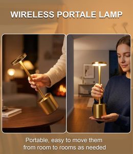 Battery Operated Home Dinner Outdoor USB Cordless Touch Dimming Led Restaurant <b>Rechargeable</b> Metal <b>Table</b> <b>Lamp</b> - Product Image 4