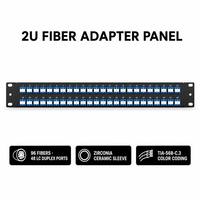 Panel de Conexiones de Fibra Óptica 2U 19in 48 Puertos LC UPC Dúplex 96 Fibras Monomodo con Funda de Cerámica de Zirconia de Doble Capa para Centro de Datos
