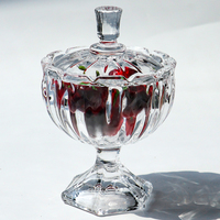 Vente directe usine : Pot en verre transparent à pied haut avec couvercle, style créatif, pour décoration maison et mariage, idéal pour bonbons et fruits