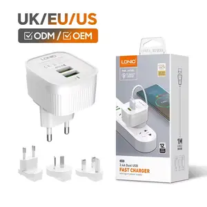 LDNIO A201 Wholesale In-stock US UK EU 5V/2.4A Dual USB Charger 5V 2.4A USB Power Adapter 12W Wall Charger for Apple iPad iPhone