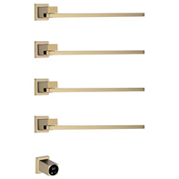 Toallero Eléctrico Giratorio Cuadrado de 51x65cm en Oro Cepillado con 4 Rieles Calefactados, de Acero Inoxidable 304, Oculto, para Hotel