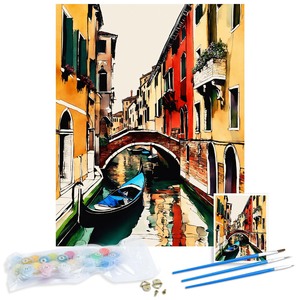 Legno incorniciato <span class=keywords><strong>venezia</strong></span> notte paesaggio DIY <span class=keywords><strong>pittura</strong></span> ad olio digitale da numeri europa astratta su tela per soggiorno arte della parete - Product Image 1