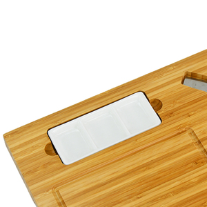 Wholesale <strong>Wood</strong> Hot Sale <strong>Unfinished</strong> Durable Yangjiang Smirly Bamboo Square <strong>Cheese</strong> <strong>Board</strong> Knife Set With Bowls - Product Image 4