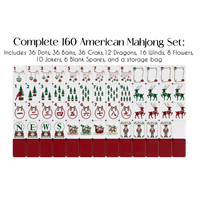 Nouvel ensemble de mahjong moderne de luxe en acrylique, tuiles de mahjong américaines sur le thème de Noël, avec motifs Nuit, Traîneau, Élan, Boule de cristal pour jeu familial
