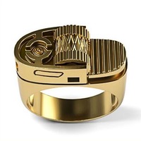 Personnalité de la mode Creative Hip Hop Mécanique Gear Briquet Forme Anneau Or Argent Plaqué Dominateur Anneaux Pour Hommes Papa