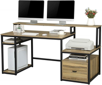 Bureau d'ordinateur avec tiroir et étagères de rangement, grand bureau de maison avec hutch et armoire pour imprimante