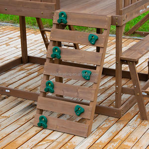 Columpio de madera para jardín con casita, tobogán verde, escalera de escalada y 3 columpios - accesorios de plástico para juegos al aire libre - Product Image 5