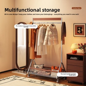 Porte-vêtements sur pied pour la maison, style médiéval, multifonctionnel, en fer, pour chambre à coucher, porte-manteau et porte-chapeaux, support de rangement mobile pour vêtements - Product Image 2