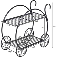 Support à fleurs en métal à 2 niveaux, petit présentoir en forme de chariot, adapté à la décoration de mariage, au balcon, au jardin, aux pots de fleurs