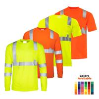 Camisetas de Trabajo de Seguridad Reflectantes para la Construcción con Logotipo Personalizado, Manga Larga, Secado Rápido, Tipo Birdseye, para Trabajadores Hombres, con Bolsillos